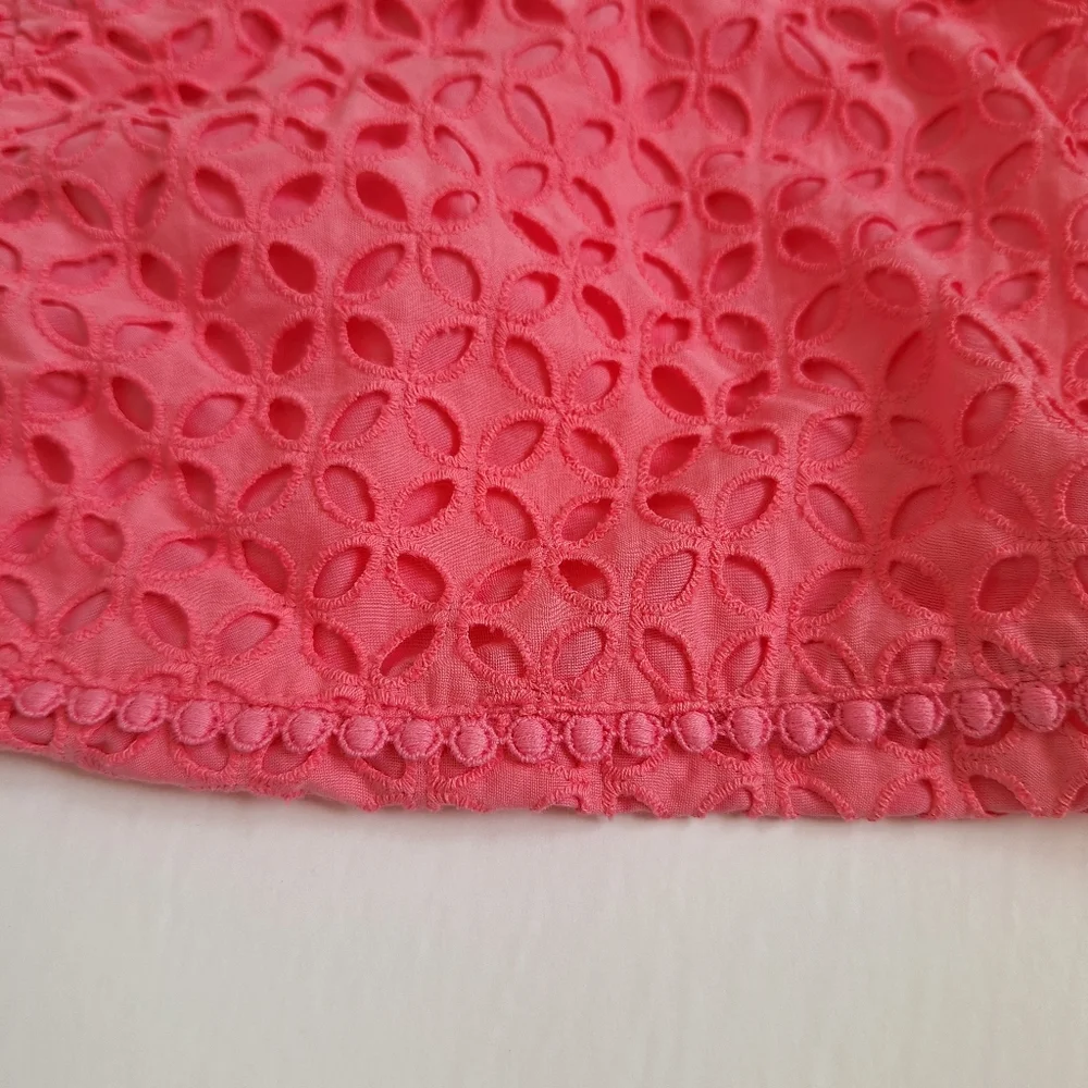 Lilly Pulitzer Pink Eyelet Shorts Pull On Cotton Pom Pom Elastic Kids L